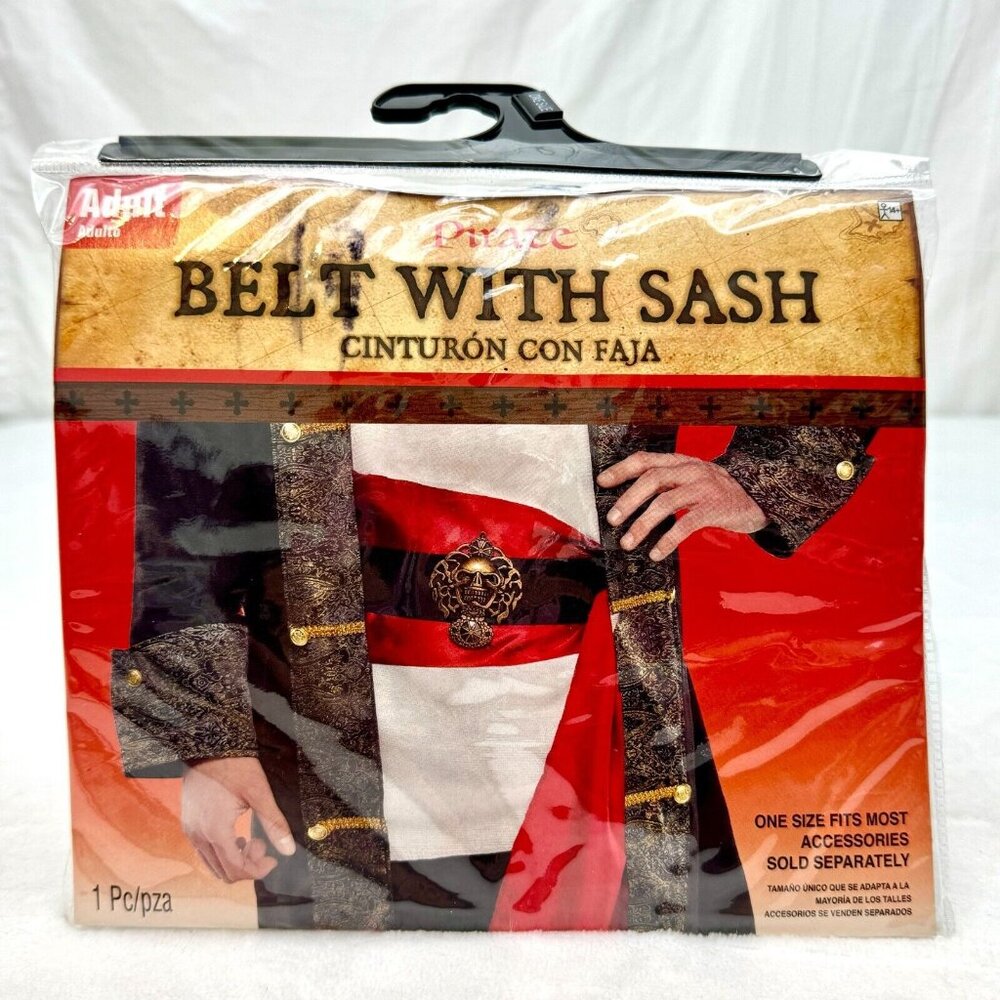 Pirate Belt With Sash Adult Costume Piece One Size Fits Most Black Red - Picture 10 of 11